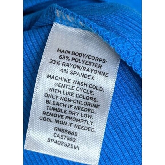 Bp Blue Ribbed Ruffle Strap Ruched V-Neck Tank Top Basic XL - Picture 4 of 5